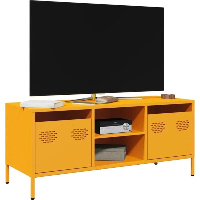 vidaXL tv-bord 101,5x39x43,5 cm koldvalset stål sennepsgul
