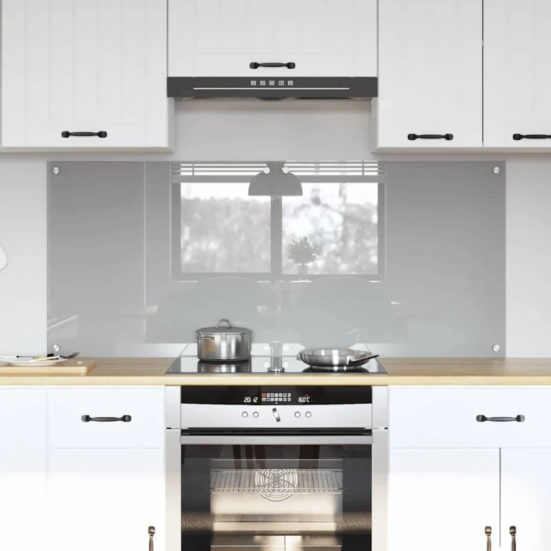 vidaXL Køkkenbacksplash 2 stk Lysegrå 70 x 60 cm hærdet glas