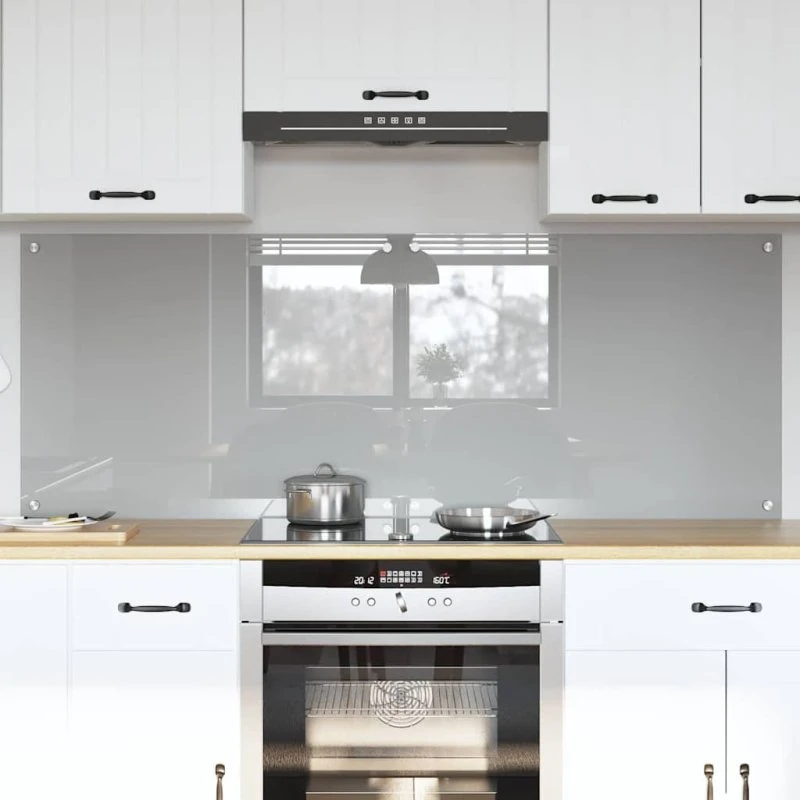 vidaXL Køkkenbacksplash 2 stk Lysegrå 80 x 60 cm hærdet glas