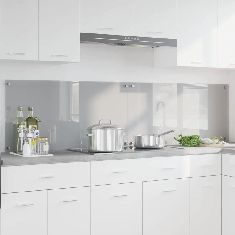 vidaXL Køkkenbacksplash 2 stk Lysegrå 100 x 50 cm hærdet glas