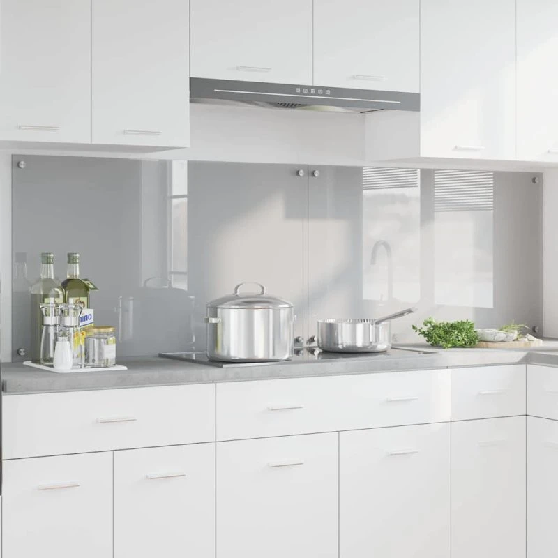 vidaXL Køkkenbacksplash 2 stk Lysegrå 100 x 60 cm hærdet glas