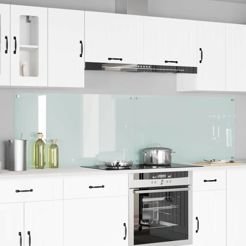 vidaXL Køkkenbacksplash 2 stk Hvid 110 x 60 cm hærdet glas
