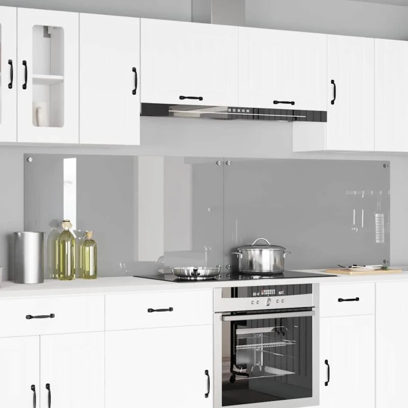 vidaXL Køkkenbacksplash 2 stk Lysegrå 110 x 60 cm hærdet glas