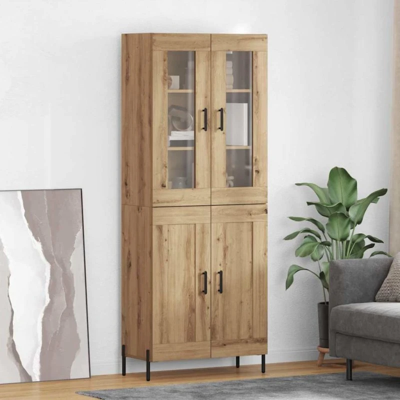 vidaXL Highboard Artisan Egetræ 69,5 x 34 x 180 cm