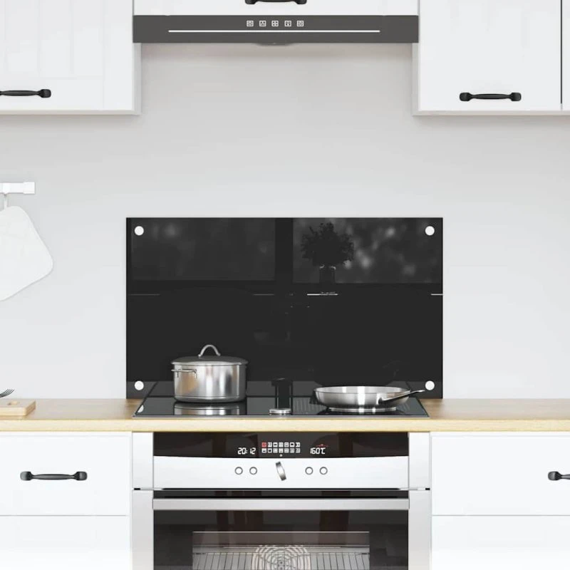 vidaXL Køkkenbacksplash Sort 70 x 40 cm hærdet glas