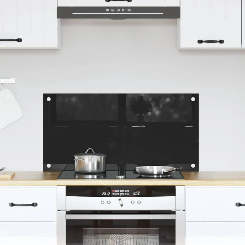 vidaXL Køkkenbacksplash Sort 80 x 40 cm hærdet glas