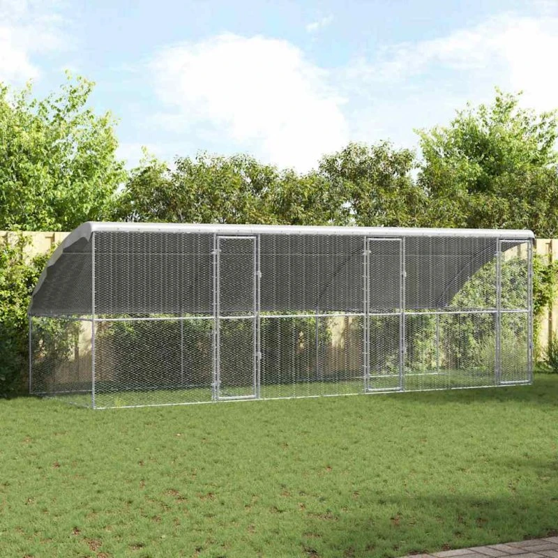 vidaXL Hønsebur 3 stk Sølv 600 x 200 x 200 cm Galvaniseret Stål