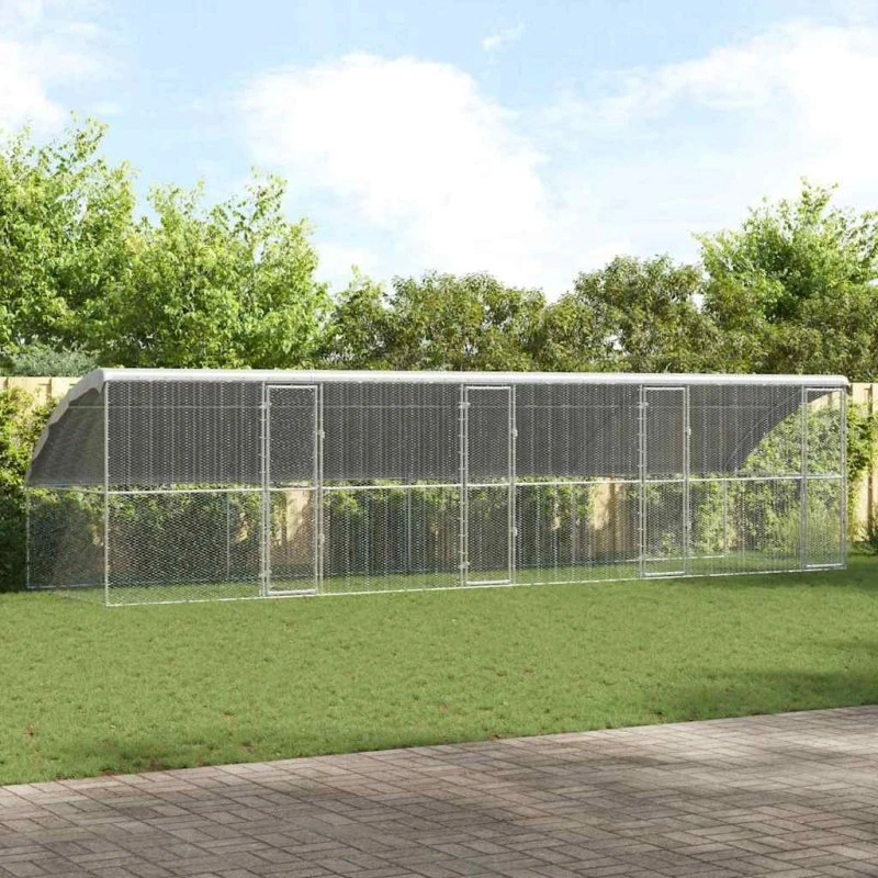 vidaXL Hønsebur 4 stk Sølv 800×200×200 cm Galvaniseret stål