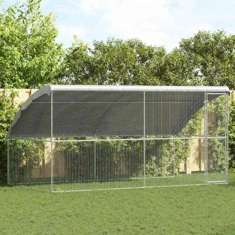 vidaXL Hønsebur 2 stk Sølv 400 x 200 x 200 cm Galvaniseret stål