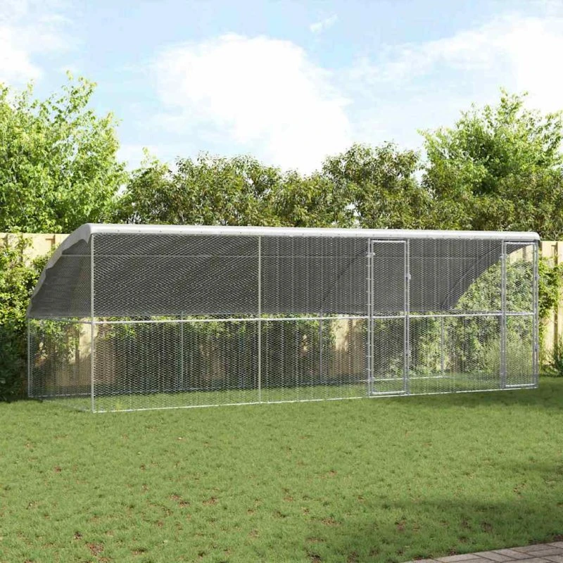 vidaXL Hønsebur 3 stk. Sølv 600 x 200 x 200 cm Galvaniseret Stål