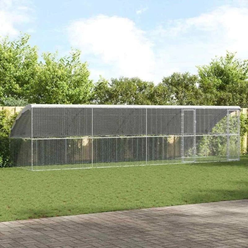 vidaXL Hønsebur 4 stk Sølv 800x200x200 cm Galvaniseret Stål