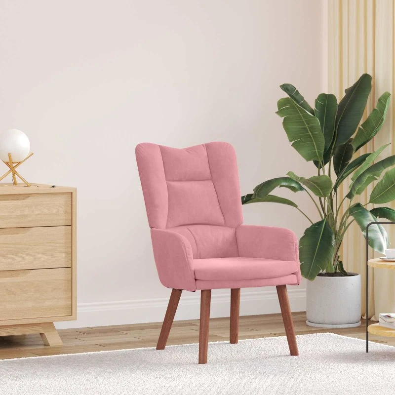 vidaXL Lænestol Lyserød 63 x 67 x 94 cm i Fløjl med Armlæn