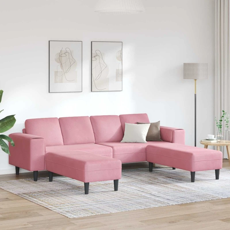 vidaXL Stue Sofa 3-pces Lyserød 250x188x76 cm