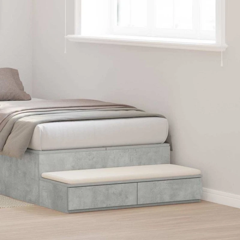 vidaXL Sengeskuffer Beton Grå 80 x 36,5 x 16,5 cm Træ