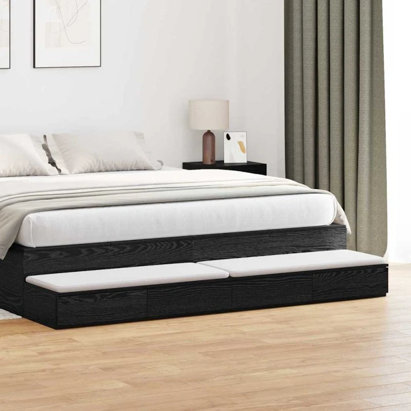 vidaXL Sengeskuffer Sort Eg 180 x 36,5 x 16,5 cm