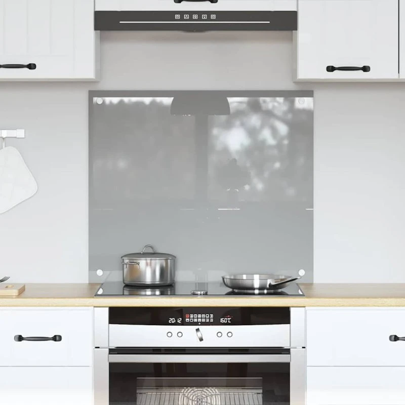 vidaXL Køkkenbacksplash Lysegrå 70x60 cm hærdet glas