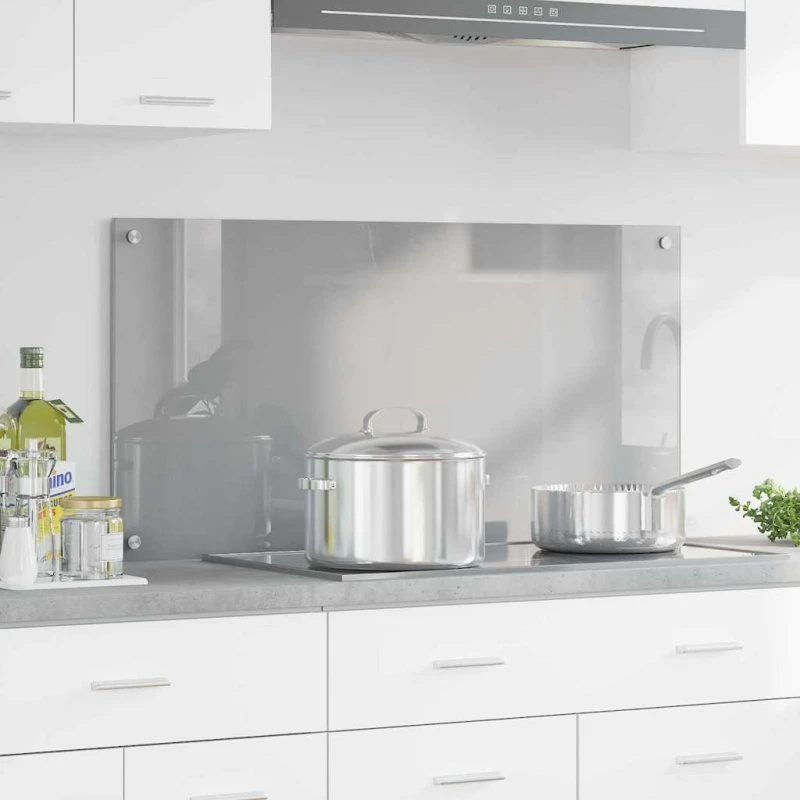 vidaXL Køkkenbacksplash Lysegrå 100 x 50 cm hærdet glas