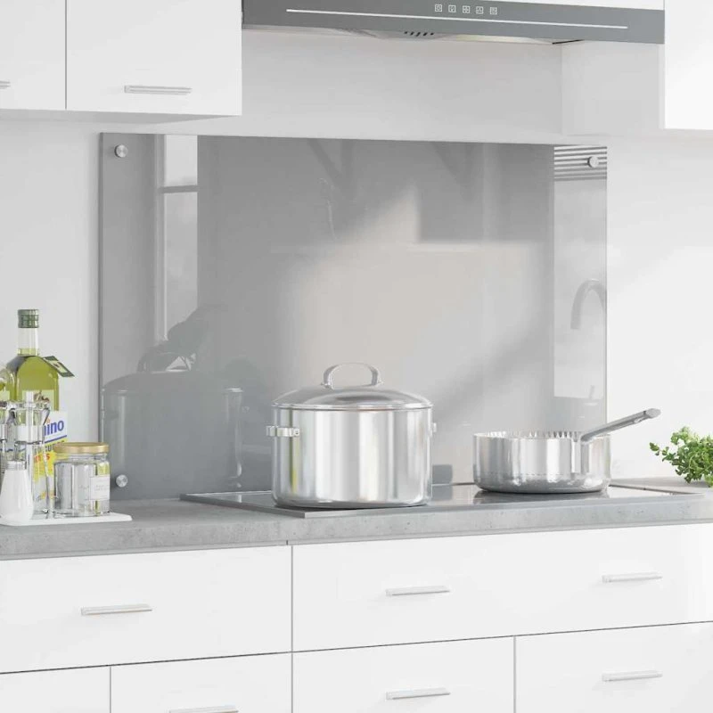 vidaXL Køkkenbacksplash Lysegrå 100x60 cm hærdet glas