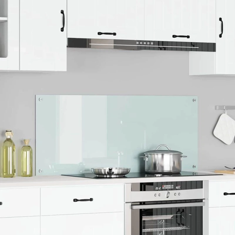 vidaXL Køkkenbacksplash Hvid 120 x 50 cm hærdet glas