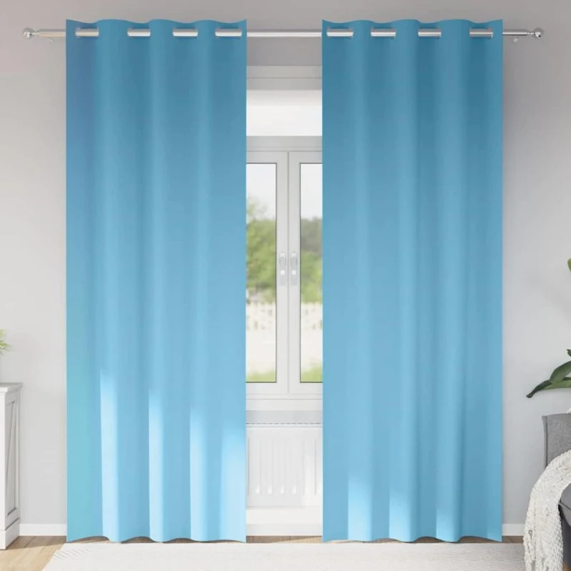 vidaXL Mørklægningsgardiner med Ringe 2 stk, Lys Blå, 260 x 140 cm