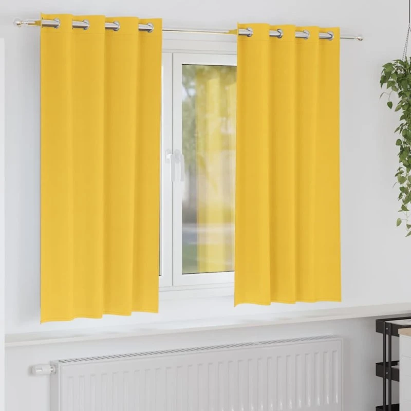 vidaXL Mørklægningsgardiner med Ring 2 stk Sennepsgul 175 x 140 cm