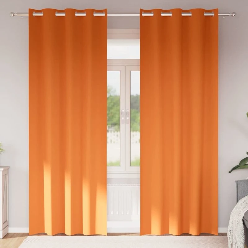 vidaXL Mørklægningsgardiner med Ringe 2 stk, Lys Orange, 245 x 140 cm