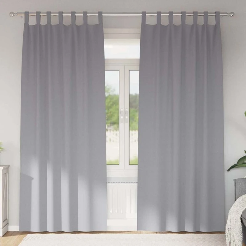 vidaXL Mørklægningsgardiner med Ring 2 stk Lysegrå 225 x 140 cm