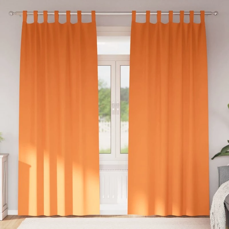 vidaXL Mørklægningsgardiner med Ringe 2 stk, Lys Orange, 225 x 140 cm