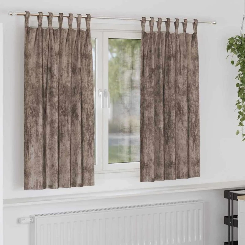 vidaXL Velour Gardiner 2 stk Cappuccino 175 x 140 cm