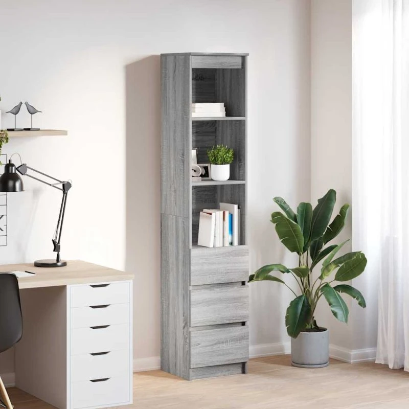vidaXL Højskab 37,5x35x180 cm Konstrueret Træ Grå Sonoma-Eg