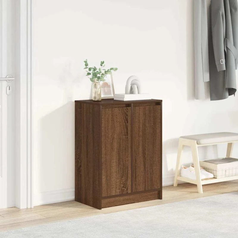 vidaXL Skoskab 57x34x76 cm i konstrueret træ, brun egetræsfarve