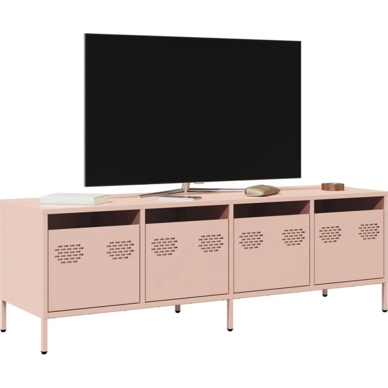 vidaXL tv-bord 135x39x43,5 cm koldvalset stål lyserød