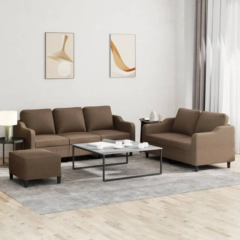 vidaXL 3-delet sofasæt med hynder, brun