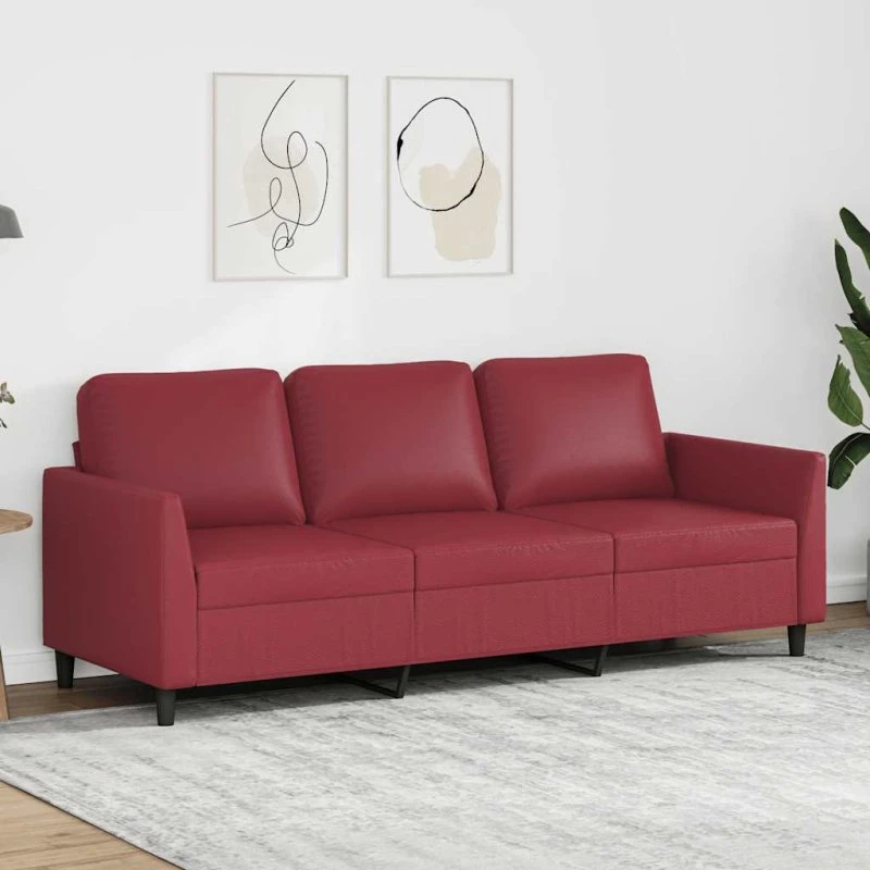 vidaXL 3-personers sofa 180 cm vinrød kunstlæder