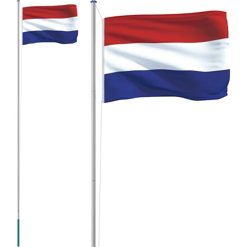 vidaXL Holland flag og flagstang 6,08 m aluminium