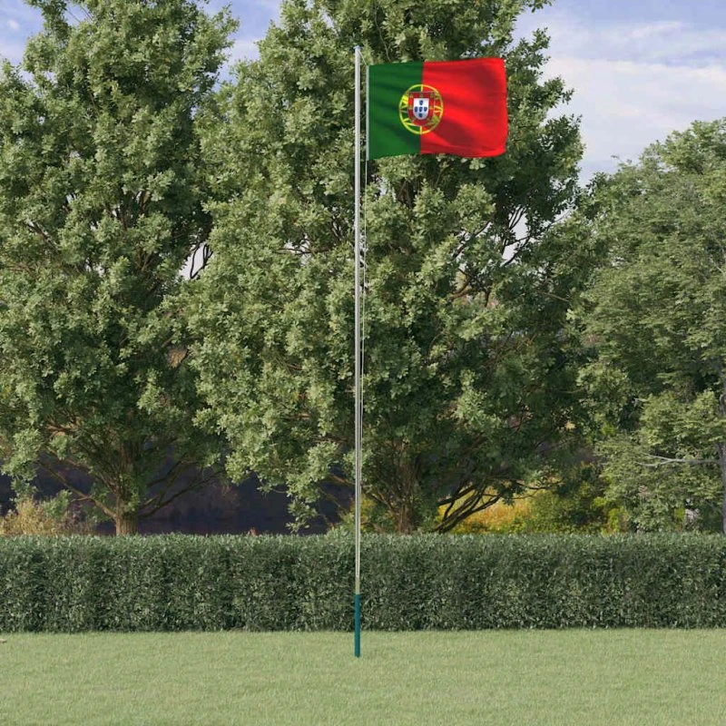 vidaXL Portugal flag med 6,08 m aluminium flagstang