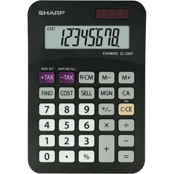 Sharp EL-330FBBK Lommeregner, Sort, 8-cifret Display