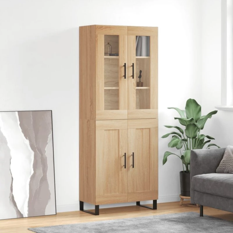 vidaXL Højskab 69,5x34x180 cm Konstrueret Træ Sonoma-eg