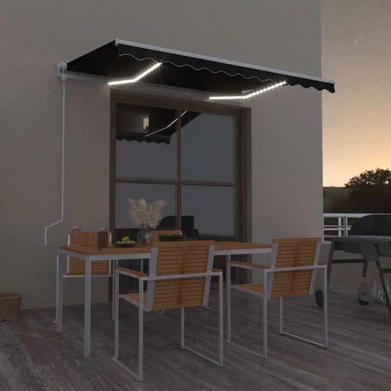 vidaXL Automatisk Markise 350x250 cm Antracitgrå med LED og Vindsensor