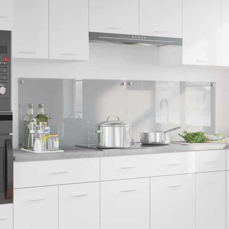 vidaXL Køkkenbacksplash 2 stk Lysegrå 90 x 50 cm hærdet glas