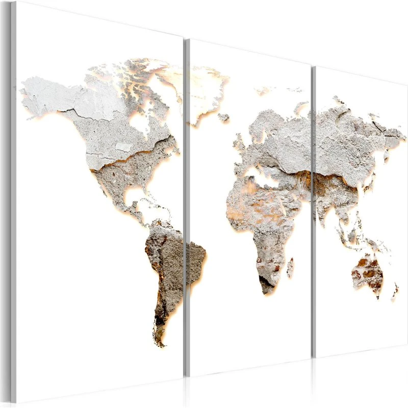 Artgeist Concrete Continents - 90x60 cm, Betonlook på lærred, 3-delt