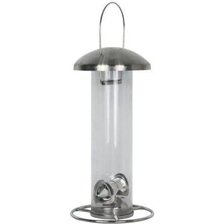 Ryom foderautomat 14×14×28 cm i stål til frø/solsikke 217-610