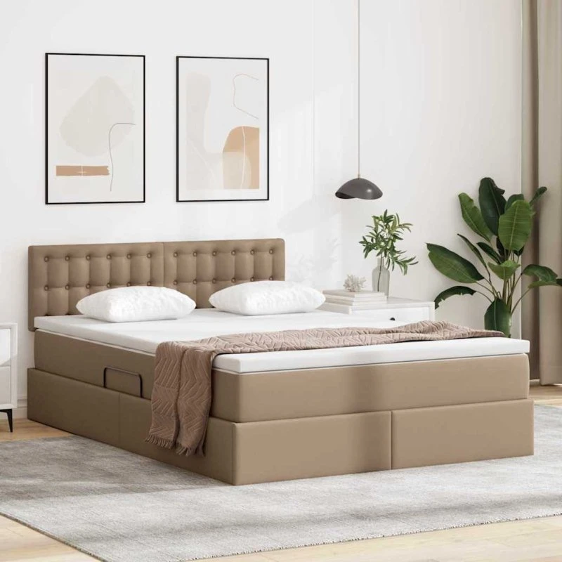 vidaXL Seng med opbevaring, cappuccino 140 x 190 cm
