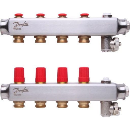 Danfoss SSM 1" 4+4 rustfri stål gulvvarmemanifold