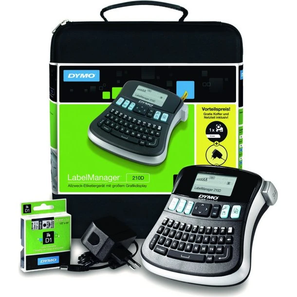 DYMO LabelManager 210D Qwerty, Labelmaker i kuffert med strømforsyning