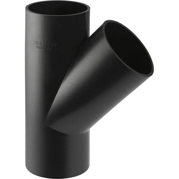 Geberit PEH 45° grenrør 75x56 mm sort