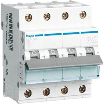 Hager 3P+N 20A C 6kA automatsikring, hvid