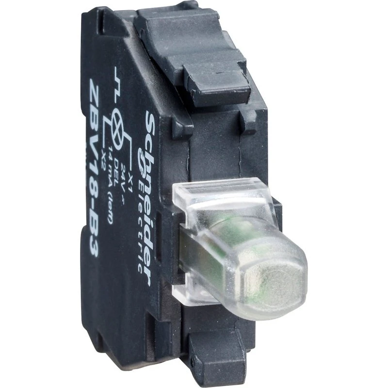 Schneider Trykknapkasse med hvid LED, 24V, sort