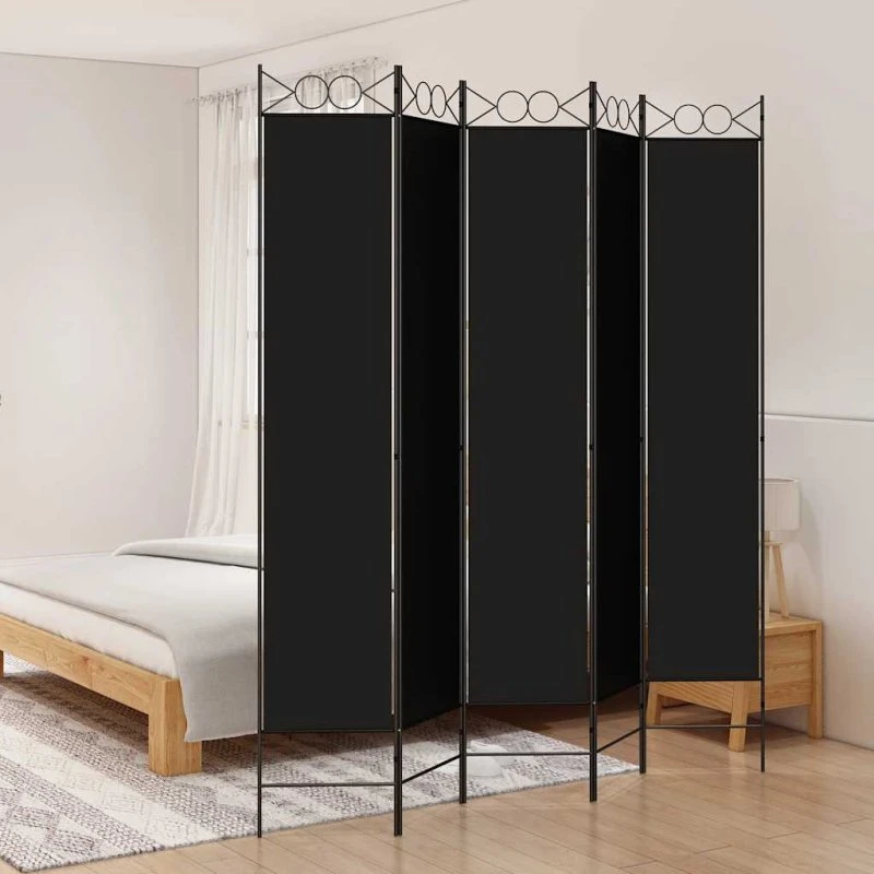 vidaXL 5-panels rumdeler 200x220 cm sort