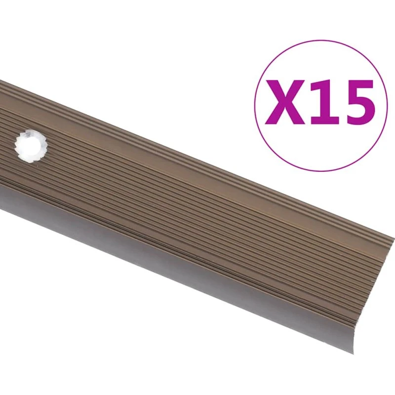 vidaXL trappelister 90 cm L-form aluminium brun 15 stk.